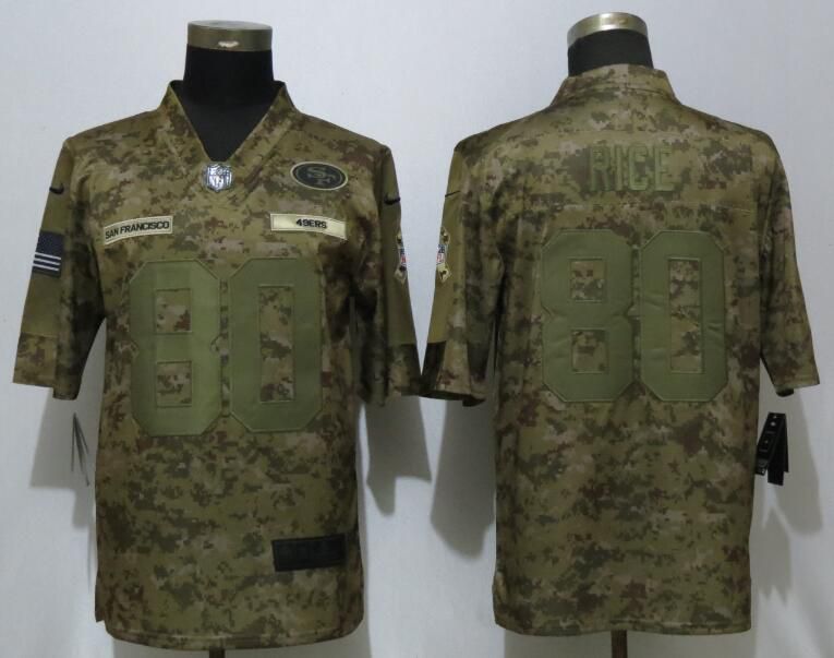 Men San Francisco 49ers #80 Rice Nike Camo Salute to Service Limited NFL Jerseys